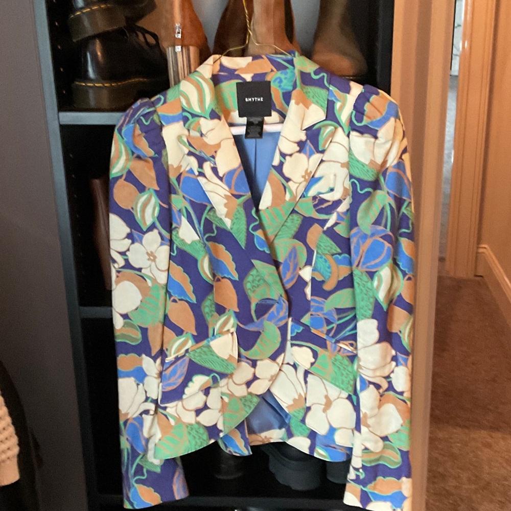 Smythe Women's Vibrant Floral Blazer - Blue and Green
